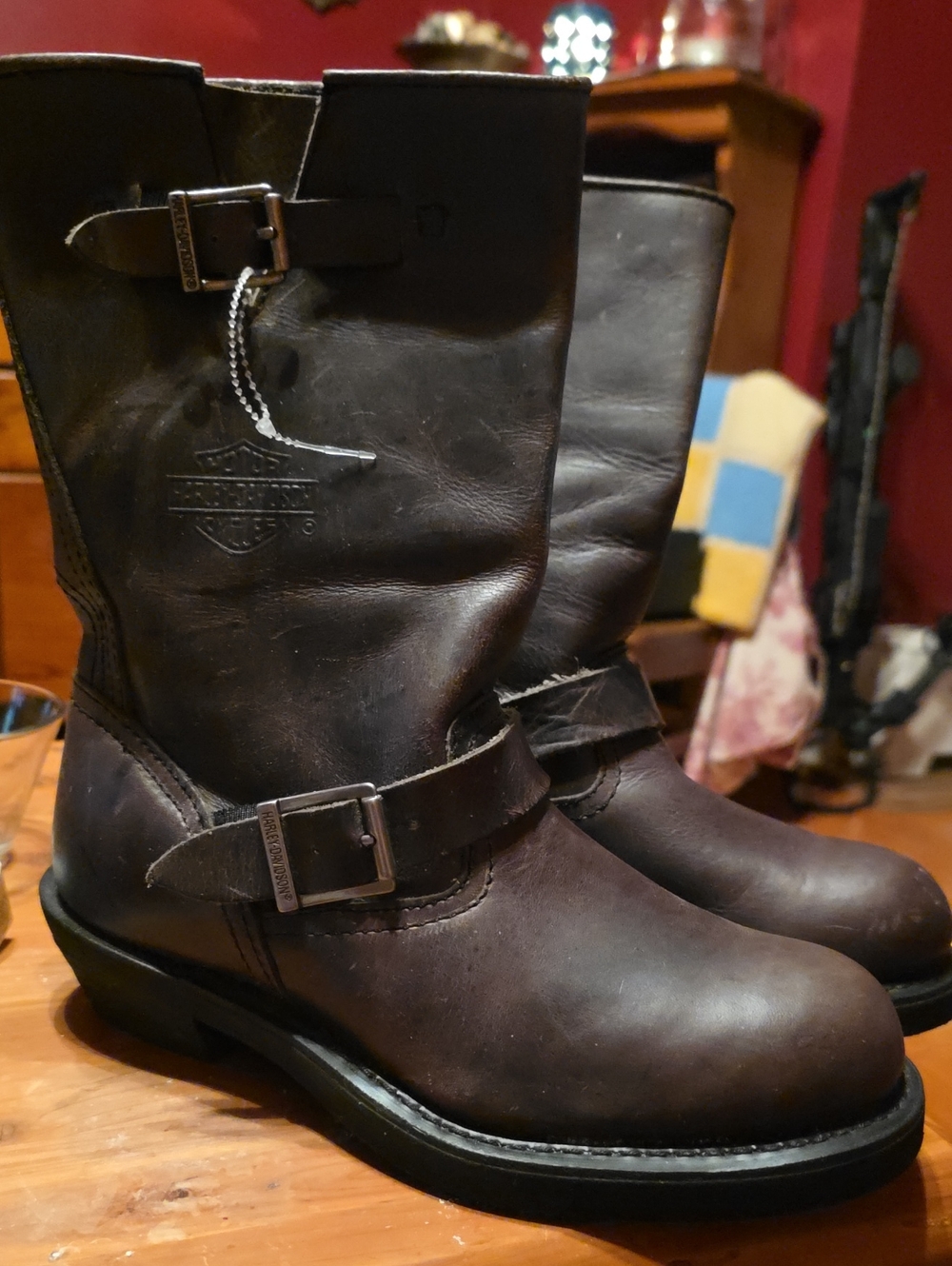 Harley-Davidson Men's Brown Leather Harness Engineer Boots